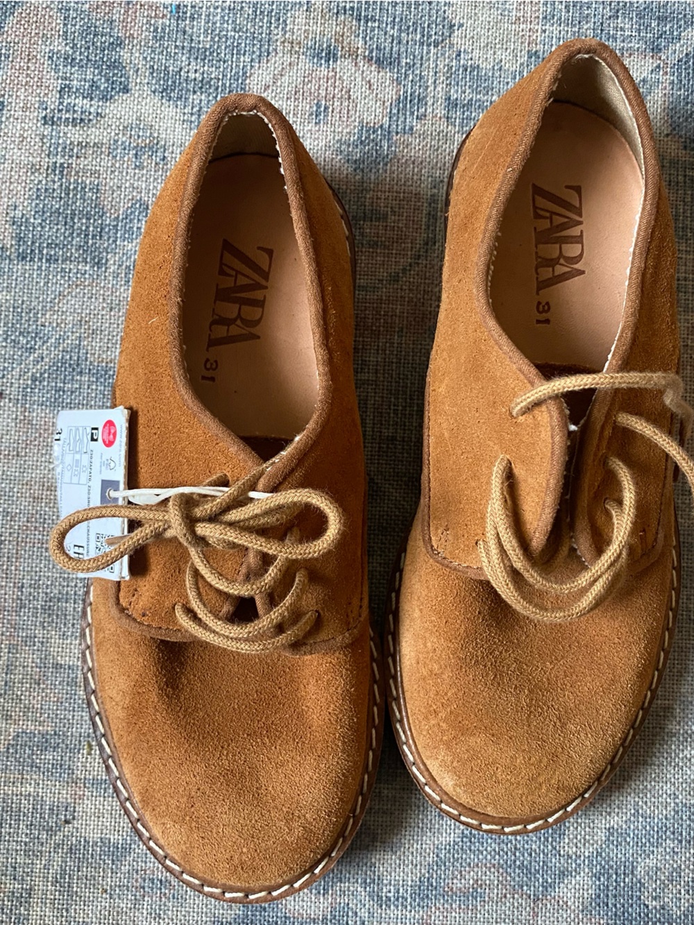 Zara Kids  Lace-Up Shoes in Cognac Brown